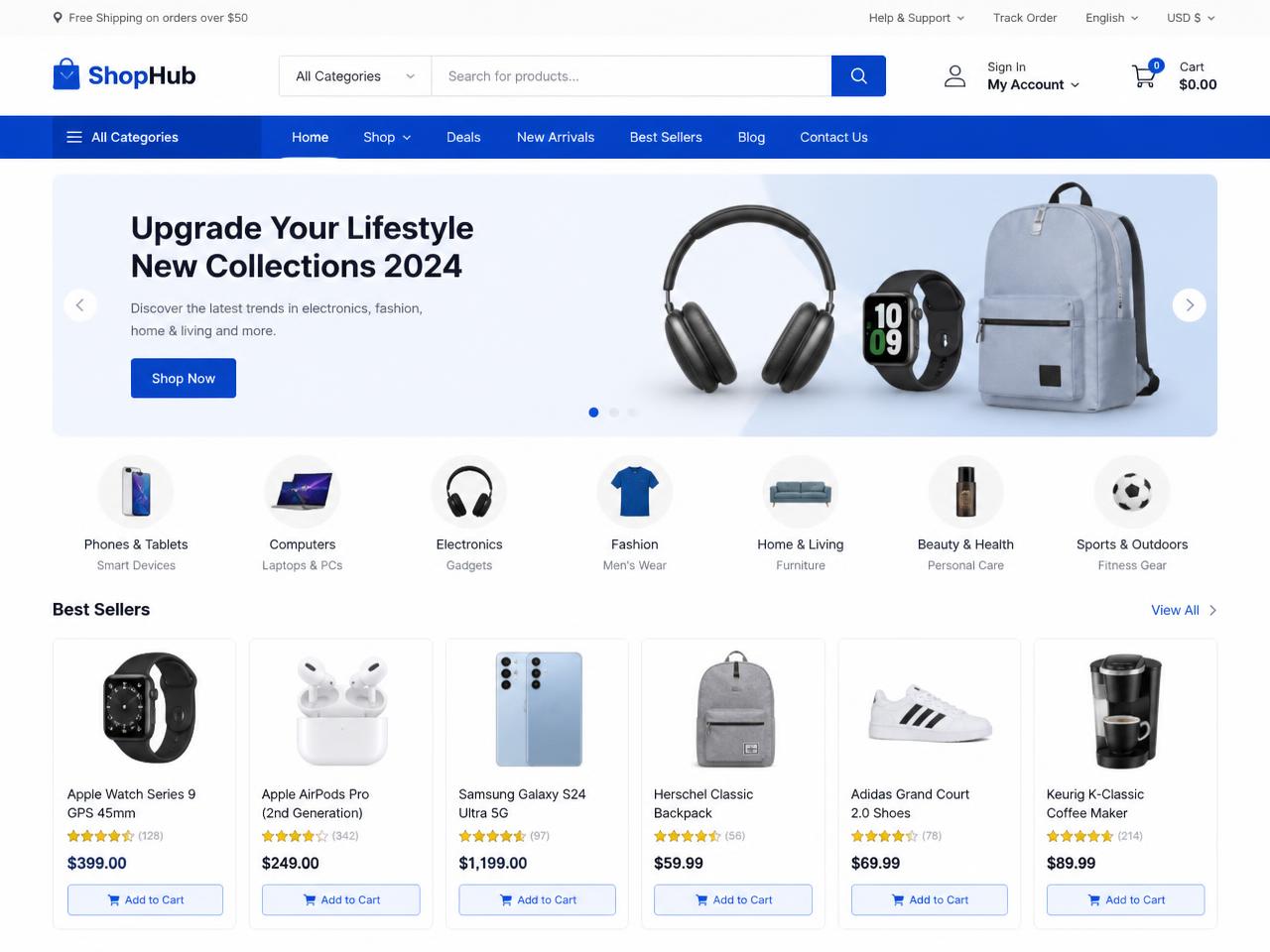 Preview of the General Online Store website template